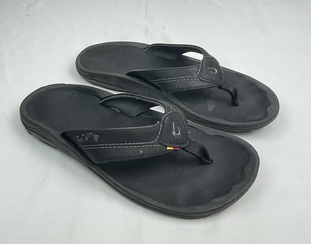 Olukai KIPI HLA Hawaiian Lifeguard Flip Flop Beach Sandals Men's 11M Black